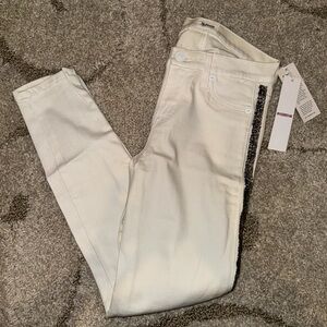 Hudson Luna Crop Super Skinny Womens Jeans Sz 26 NWT White W/ Embellished